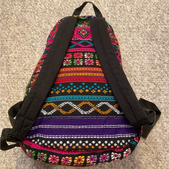 Boho backpack multicolor with black adjustable straps - Picture 2 of 9
